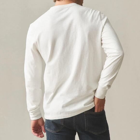 American Giant Men's Premium Slub Long Sleeve Crew Tee Large White - Picture 6 of 14